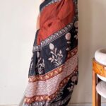 Leela Cotton Bagru Handblock Printed Saree | Red Black