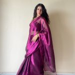 Naadya Purple Handloom Tissue Cotton Saree