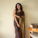 Yogini Brown and Beige Pure Cotton Saree with Tassels