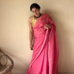 Noor | Pink Bengal Handloom Cotton Saree with Gold Sequin Booti