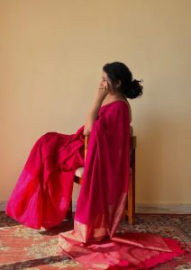 Gulal Pink Pure Cotton Handloom Saree