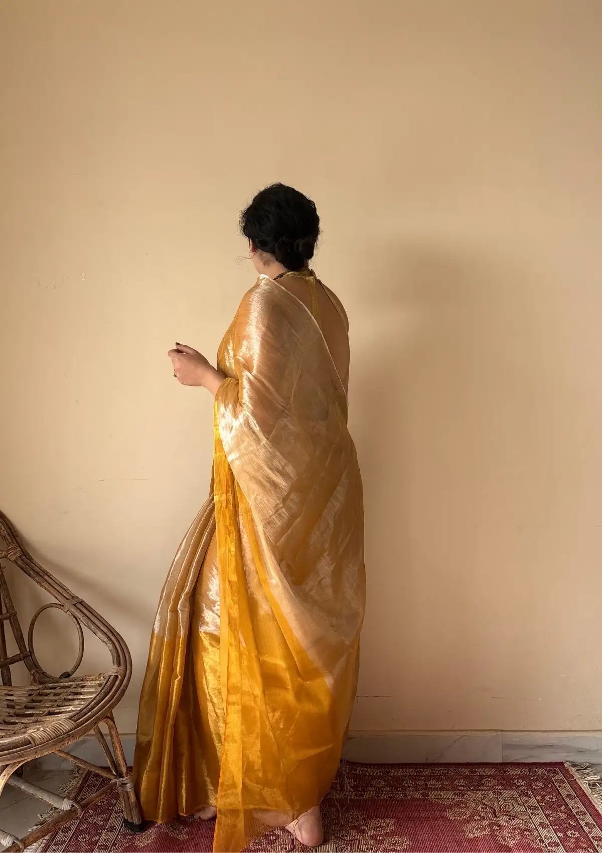 Kanika | Silver Gold Cotton Tissue Handloom Saree
