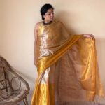Kanika | Silver Gold Cotton Tissue Handloom Saree