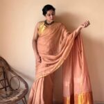 Meher | Blush Mul Cotton Saree with Gold Tissue Pallu