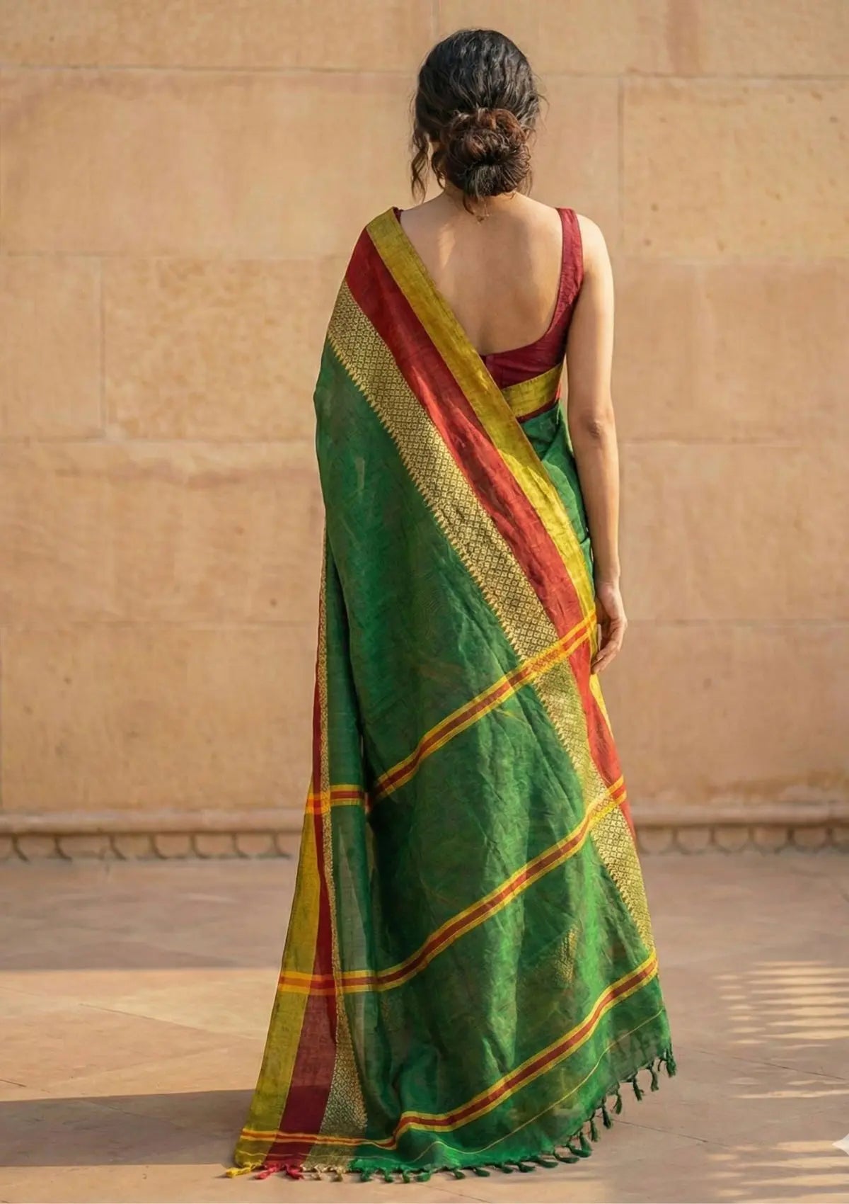 Aarini Green Narayanpeth Handloom Pure Cotton Saree