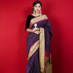 Saanvi | Rust Bengal Handloom Cotton Saree with Gold Sequin Booti