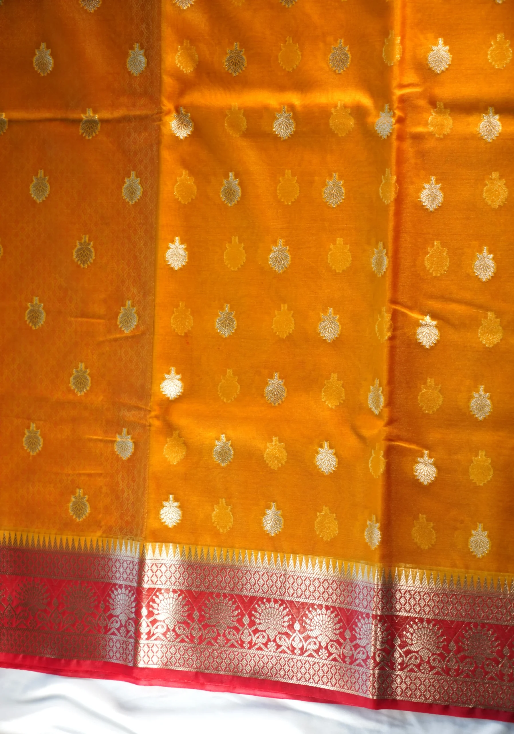 Yellow Banarasi Kora Art Silk Saree