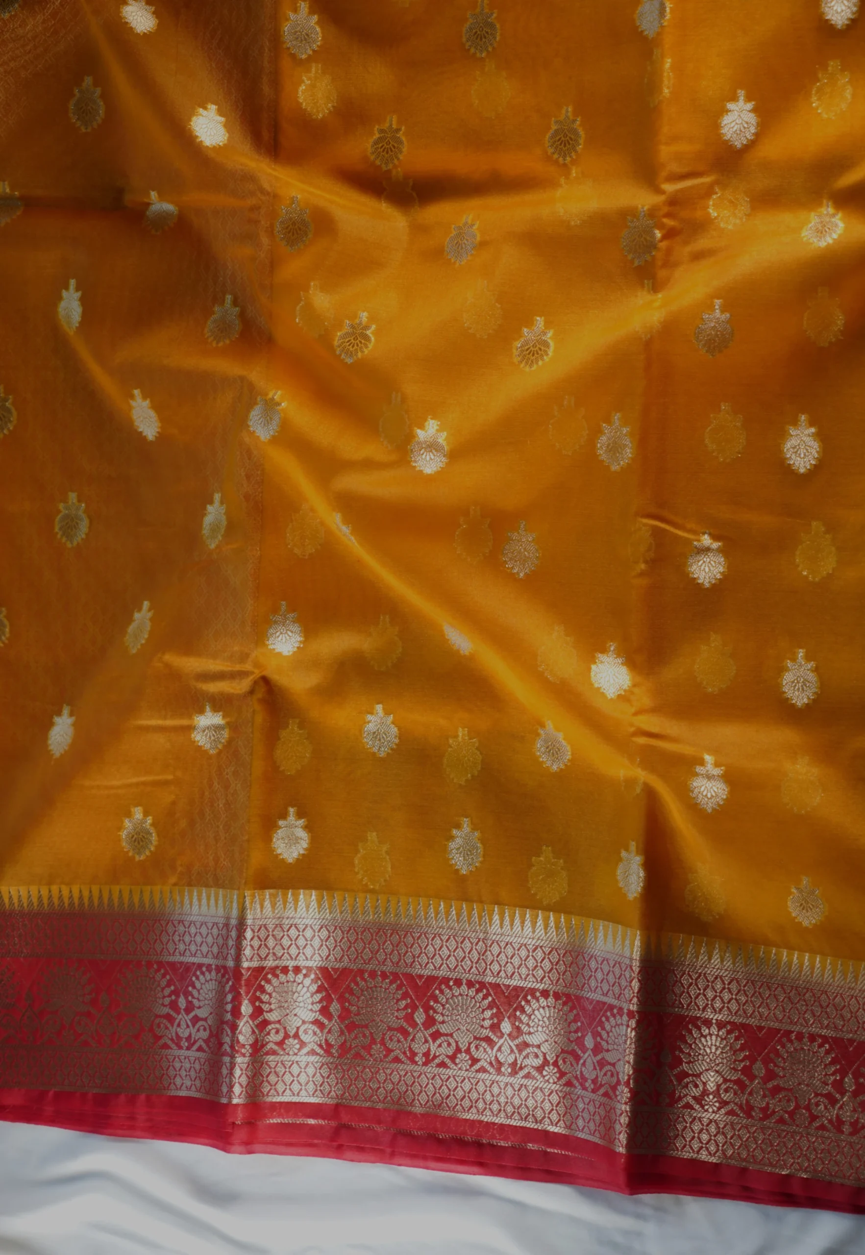 Yellow Banarasi Kora Art Silk Saree
