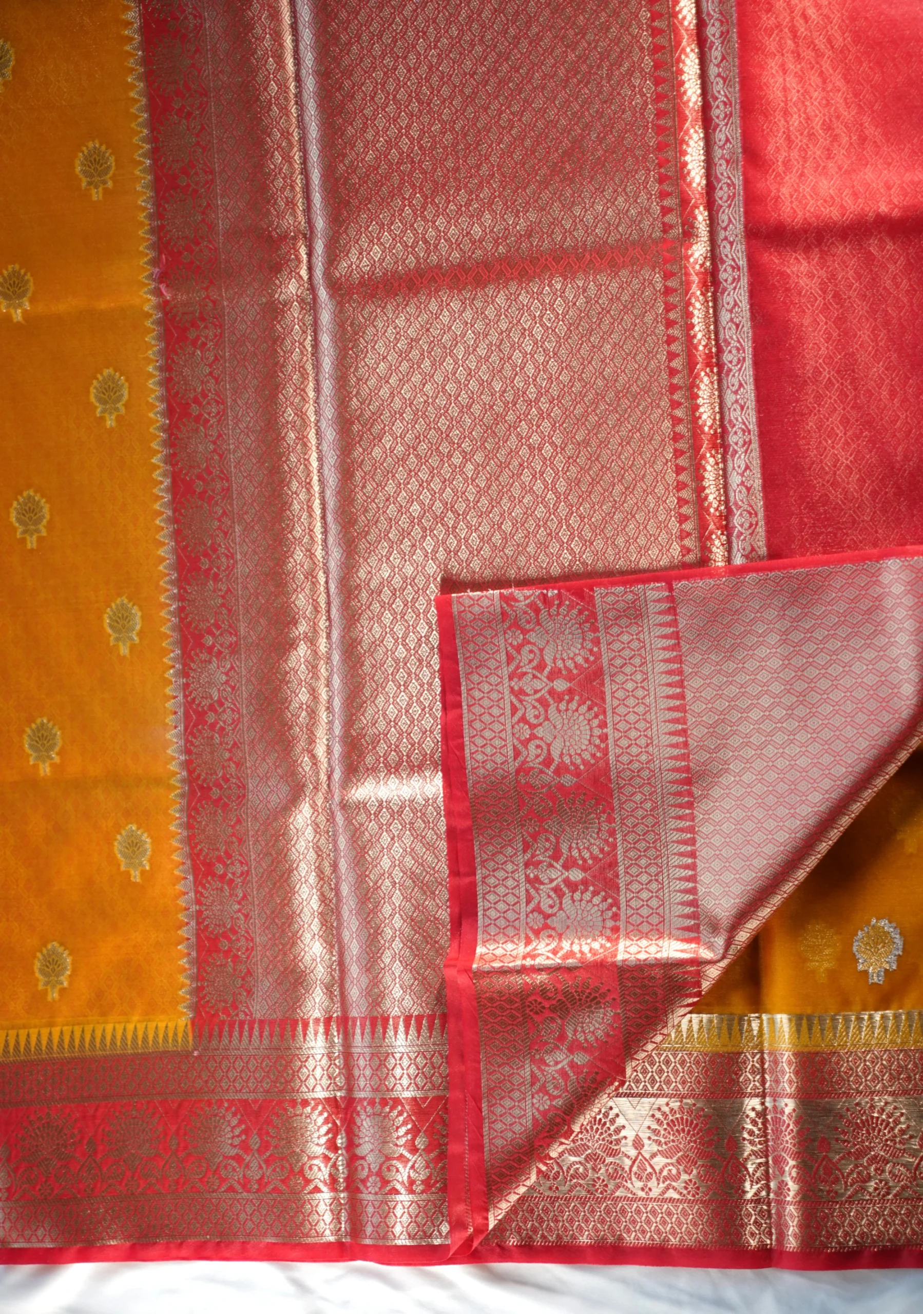 Yellow Banarasi Kora Art Silk Saree