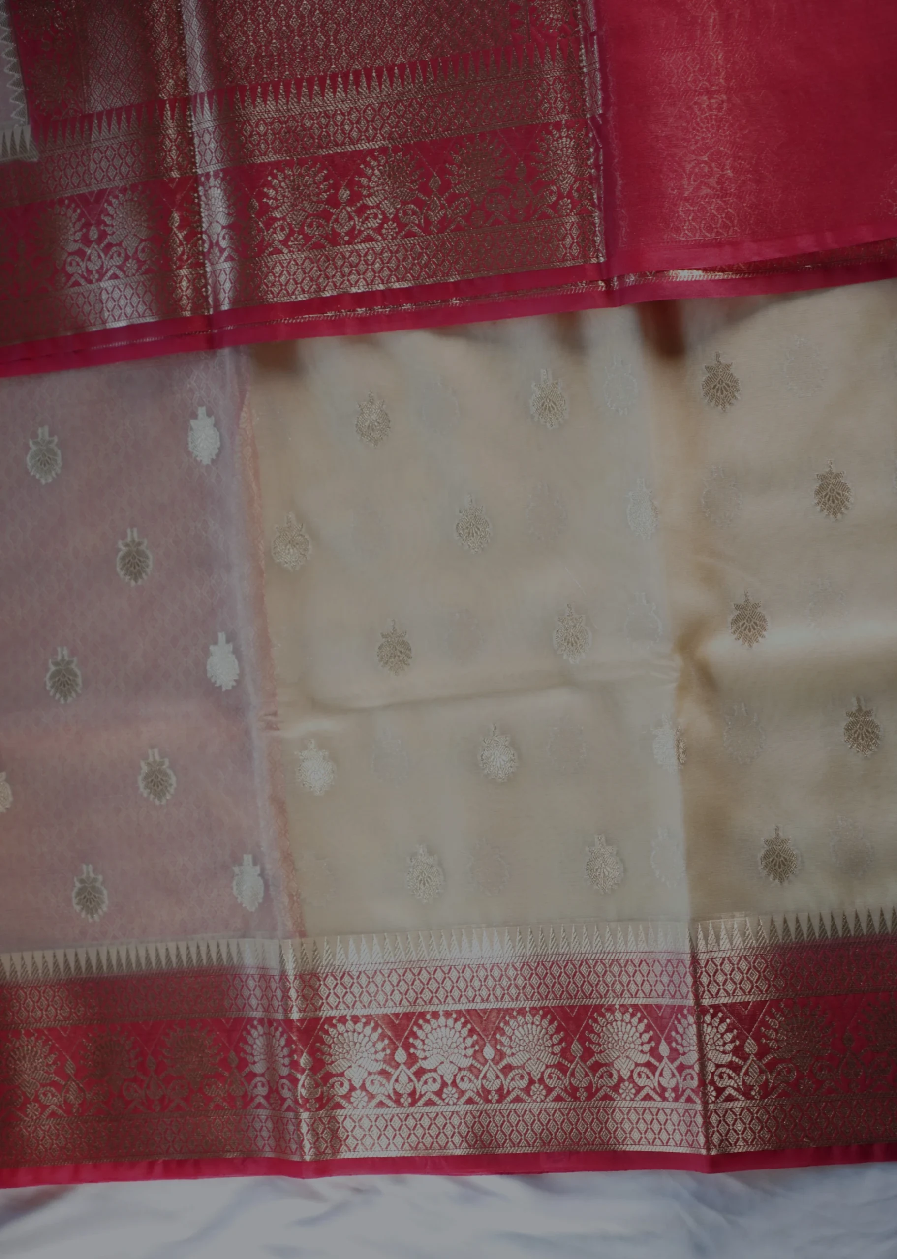Off-White Banarasi Kora Art Silk Saree