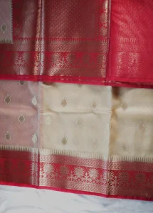 Off-White Banarasi Kora Art Silk Saree