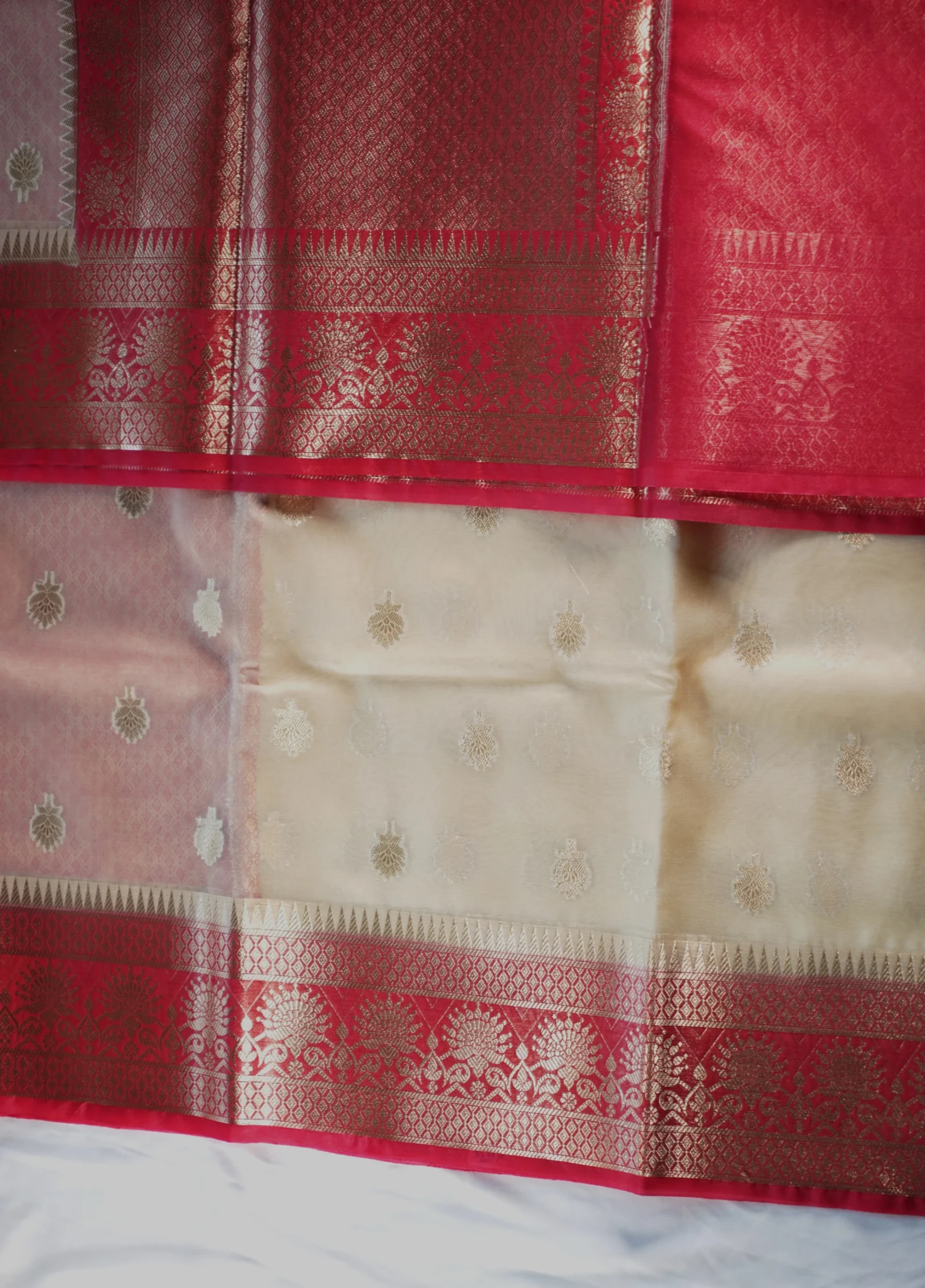 Off-White Banarasi Kora Art Silk Saree