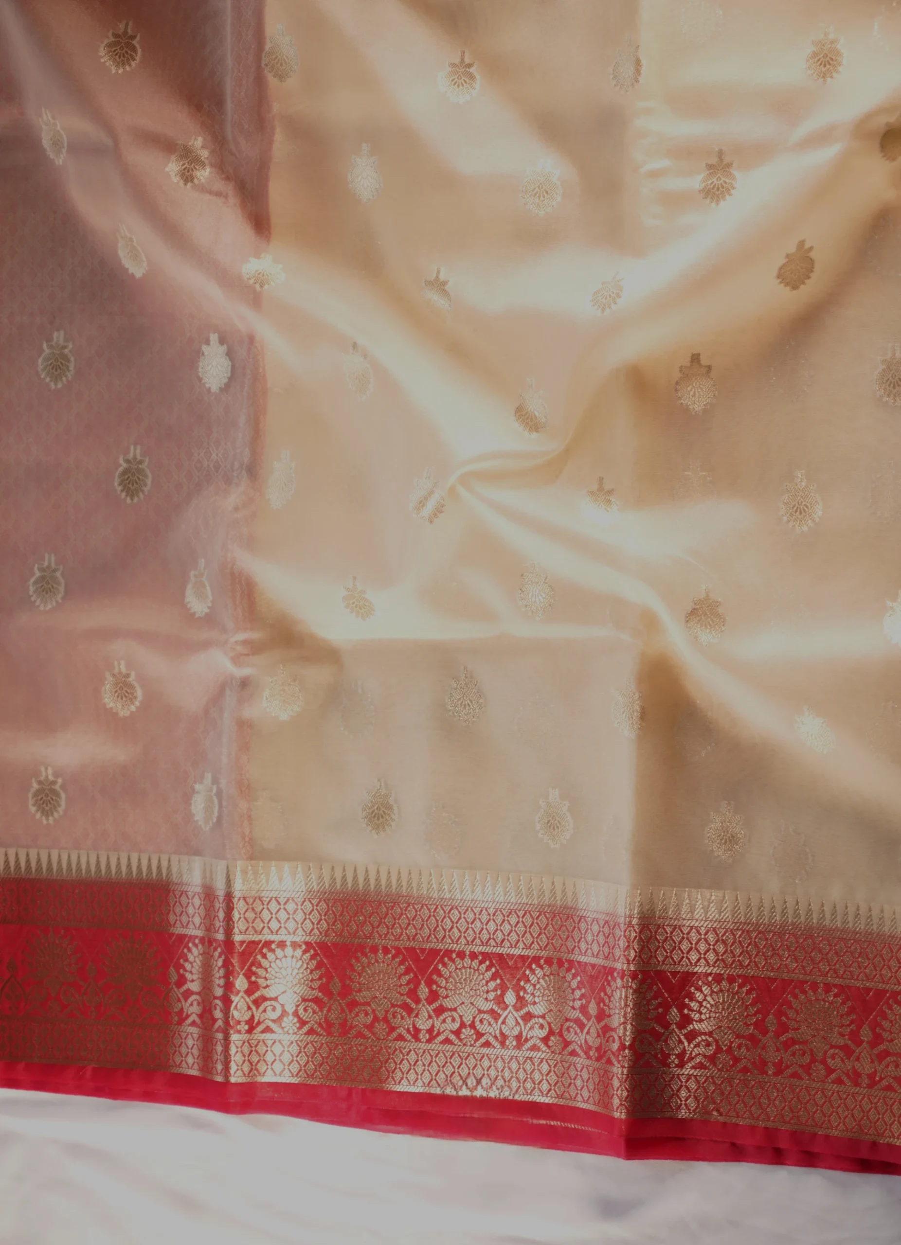 Off-White Banarasi Kora Art Silk Saree