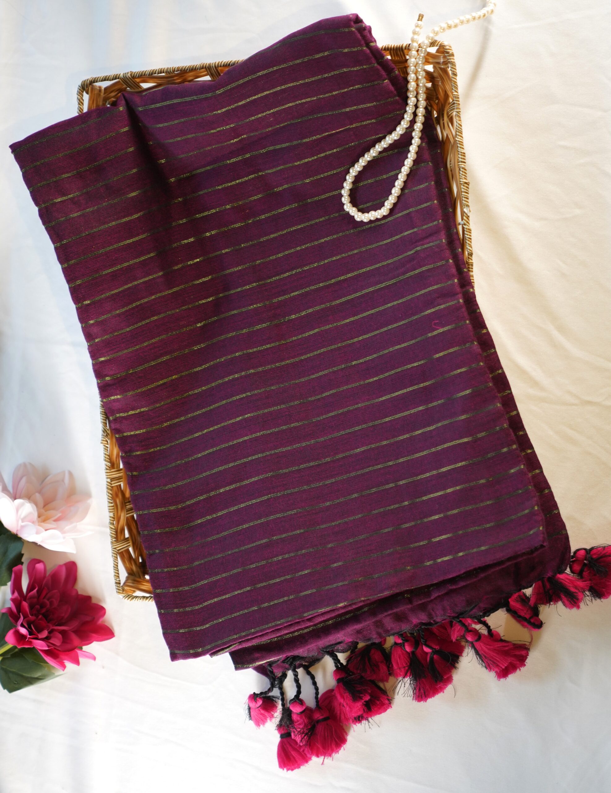 Zari strip cotton saree