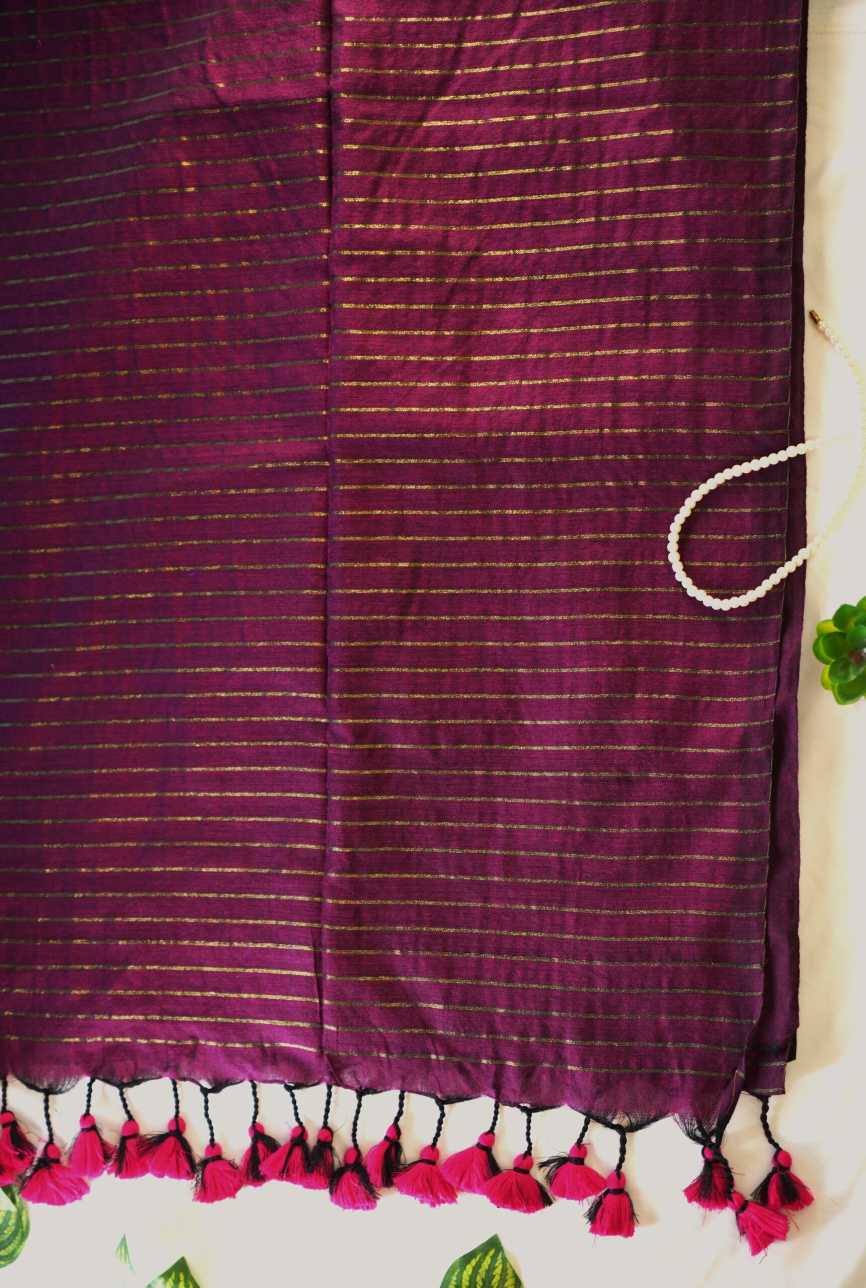 Zari strip cotton saree