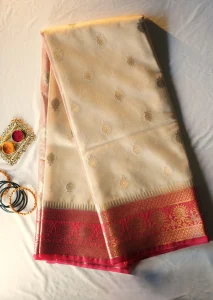 Off-White Banarasi Kora Art Silk Saree
