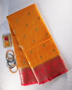 Yellow Banarasi Kora Art Silk Saree